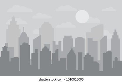 Abstract city building skyline. Buildings silhouette. Urban Landscape. Cityscape background in flat style. Modern city landscape.
