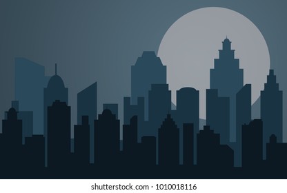 Abstract city building skyline. Buildings silhouette. Urban Landscape. Cityscape background in flat style. Modern city landscape.