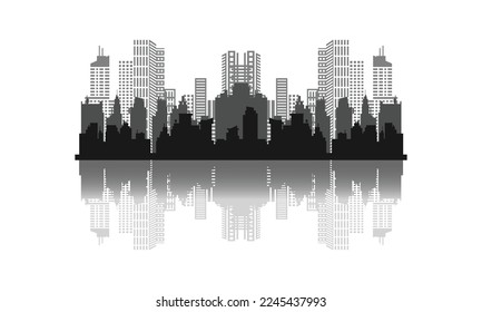 Abstract city building skyline metropolitan with reflection vector