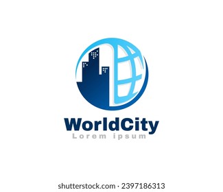 abstract city building world earth logo icon symbol design template illustration inspiration