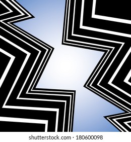 abstract city buildings as background with zig-zag lines - concept vector. This graphic also represents commercial complex, real estate industry, office space, residential apartment, high-rise tower