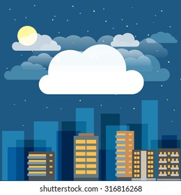 Abstract city buildings illustration set. Ftat design presentation template