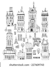 Abstract city buildings set, Sketch collection
