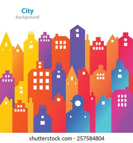 Abstract city buildings - urban development - town houses - real estate agency - decorative background - Flat design - stock vector