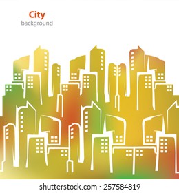 Abstract city buildings - urban development - town houses - real estate agency - decorative background - stock vector