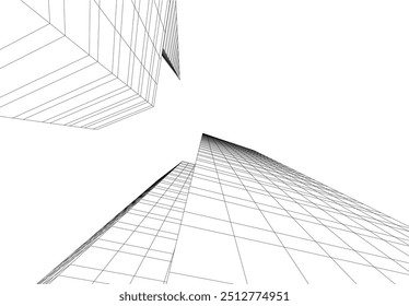 Edificios abstractos de la ciudad Vector 3D Dibujo