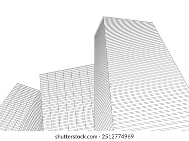 Edificios abstractos de la ciudad Vector 3D Dibujo
