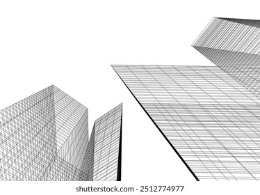 abstract city buildings vector 3d drawing