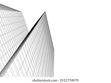 abstract city buildings vector 3d drawing