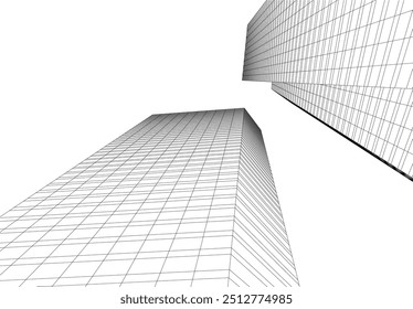 abstract city buildings vector 3d drawing