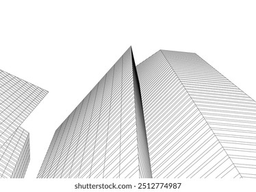 abstract city buildings vector 3d drawing