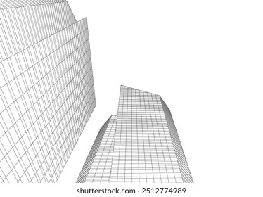 abstract city buildings vector 3d drawing
