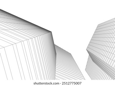 abstract city buildings vector 3d drawing