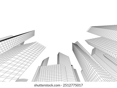 Edificios abstractos de la ciudad Vector 3D Dibujo