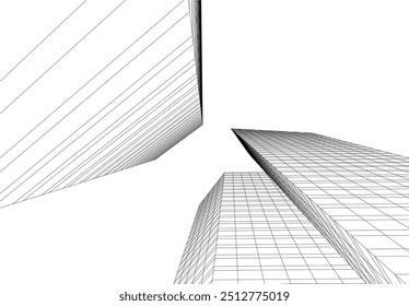 abstrata cidade edifícios vetor desenho 3d