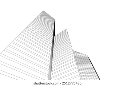 Edificios abstractos de la ciudad Vector 3D Dibujo