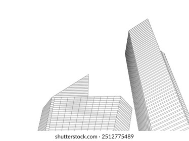 abstract city buildings vector 3d drawing