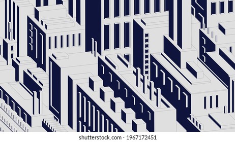 Abstract city composition of urban environment multi-storey buildings, factories and roads, industrial architectural fantasy vector background