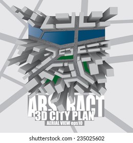 abstract city design plan with extruded buildings