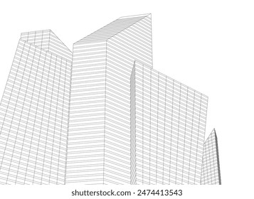 Abstract city drawing vector illustration