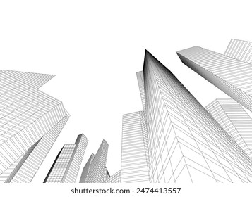 Abstract city drawing vector illustration