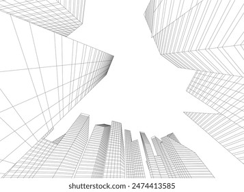 Abstract city drawing vector illustration