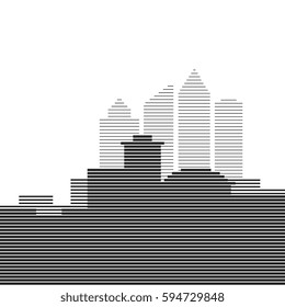 abstract city halftone silhouette. vector graphic background