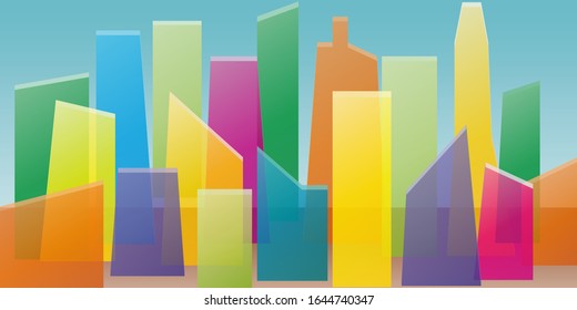 Abstract city. Housing and town in flat design. Vector illustration of a colorful cityscape
