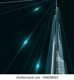 Abstract City Landscape background, dark art illustration. Graphic concept for your design 