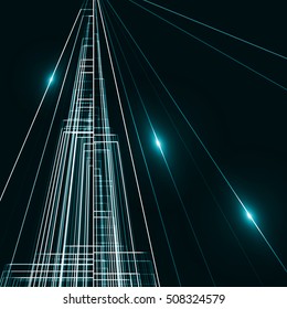 Abstract City Landscape background, dark art illustration. Graphic concept for your design 