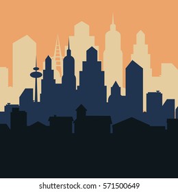 Abstract city landscape. Vector illustration.