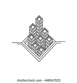 abstract city. line art. Flat Line design graphic image concept, elements layout of Urban Landscape.Creative Work Flow Items. Vector Illustration
