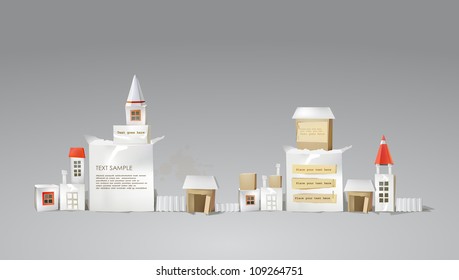 abstract city made of paper cubes