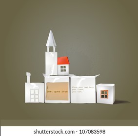 abstract city made of paper with space for text