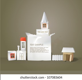abstract city made of paper with space for text