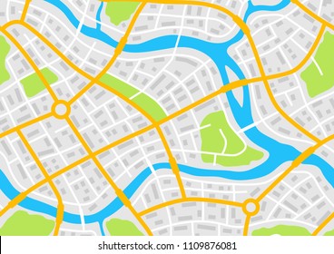 Abstract city map banner. Illustration of streets, roads and buildings.