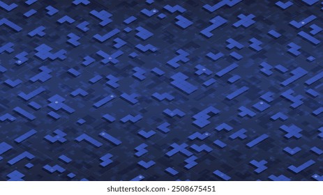 Mapa abstrato da cidade composto por formas geométricas azul escuro. Vista de cima para baixo, representação esquemática dos edifícios da cidade e ruas. Ilustração vetorial com uma composição de grade
