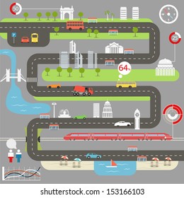 Abstract city map with infographic elements