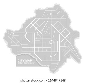 Abstract city map with line scheme of roads. Urban architectural background. Vector