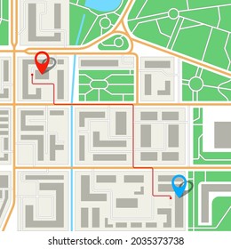 Abstract city map navigation. GPS navigator. Point marker icon. Top view. Vector illustration.