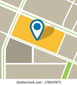 Abstract city map with the pin