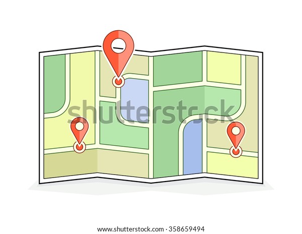 Abstract City Map Pointers Navigation Route Stock Vector Royalty Free 358659494