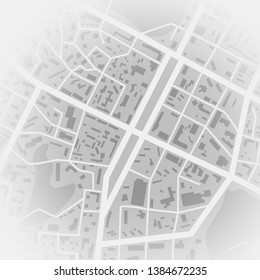 Abstract city map. Print with town topography. City residential district scheme. Vector illustration