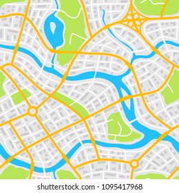 Abstract city map seamless pattern. Illustration of streets, roads and buildings.