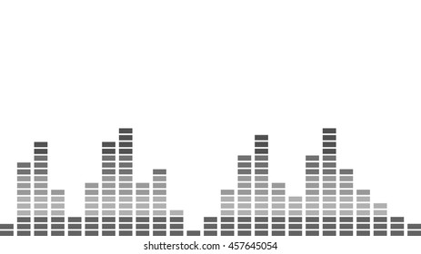 Abstract city. Musical rhythm design on white background. Equalizer scale in monochrome.
