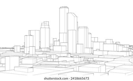 abstract city panorama 3d illustration