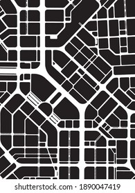 Abstract City Plan. Editable Vector Street Map Of A Fictional Generic Town. Retro Urban Background.