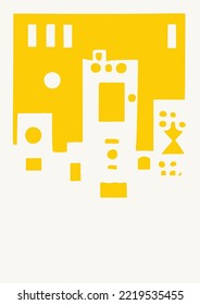 Abstract city poster with copyspace. Vector illustration, composition with various geometric shapes.