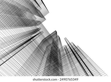 representación en 3d de boceto de ciudad Abstractas