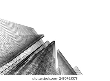 representación en 3d de boceto de ciudad Abstractas